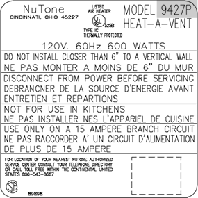 Ventilateur avec lampes chauffantes NuTone