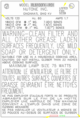 Hotte de cuisinière sous-armoires NuTone